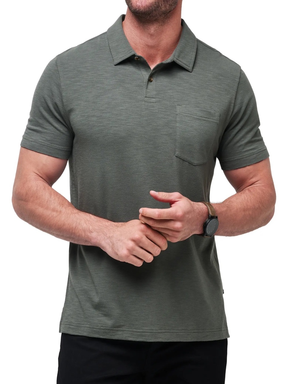 Travis Mathew Cloud Slub Pocket Polo - Dark Olive